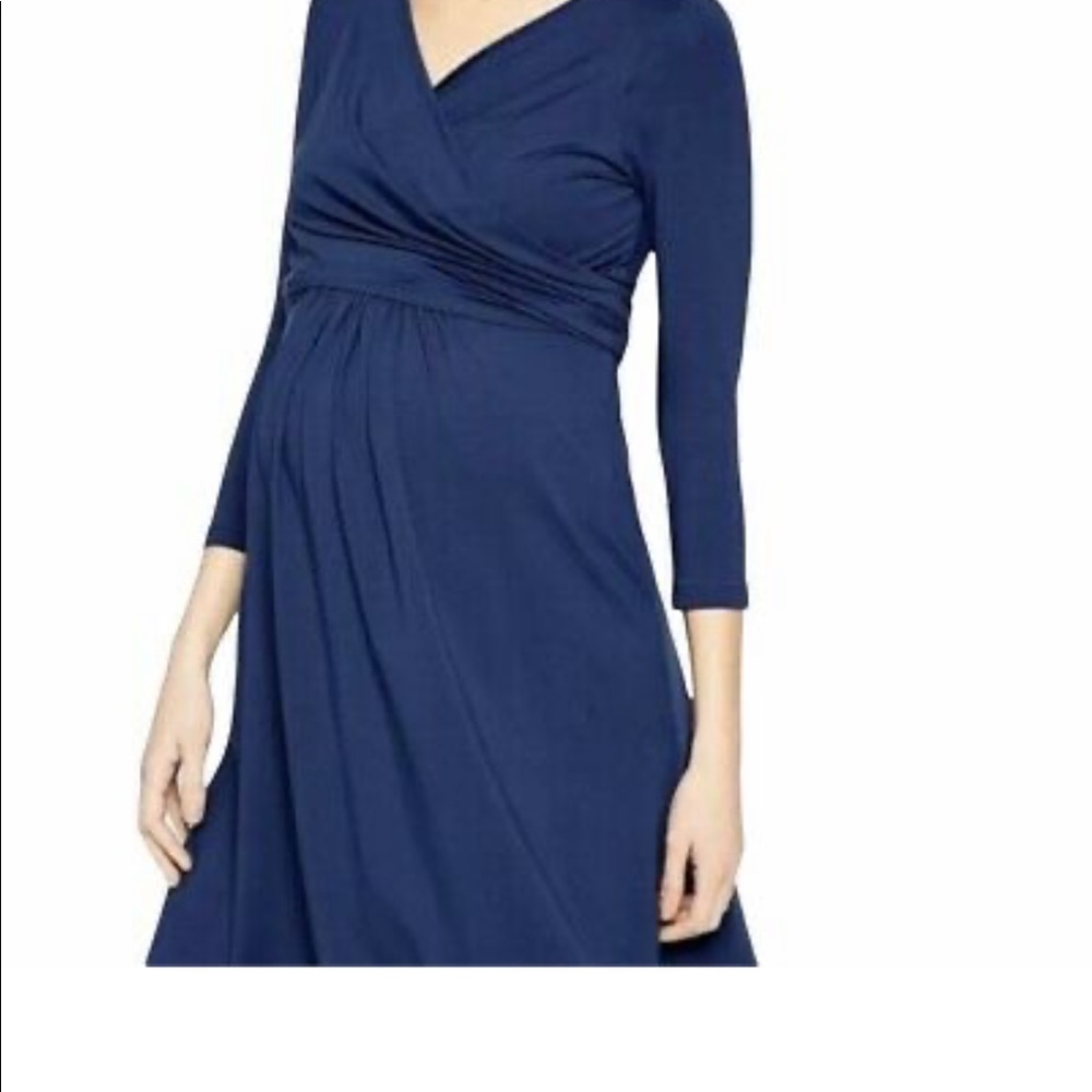 Isabella Oliver blue crossover maternity nursing dress